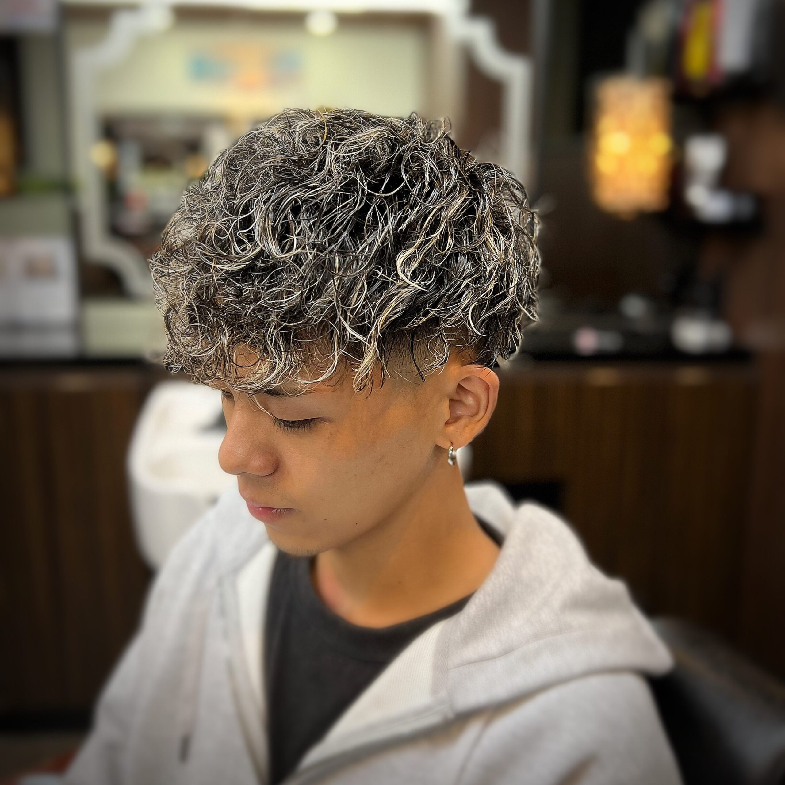 ツイスパメッシュ　ツイストスパイラルメッシュ　ツイスパ　ツイストスパイラル　DoEN荒本　スパイラル強め　メンズカット　メンズパーマ