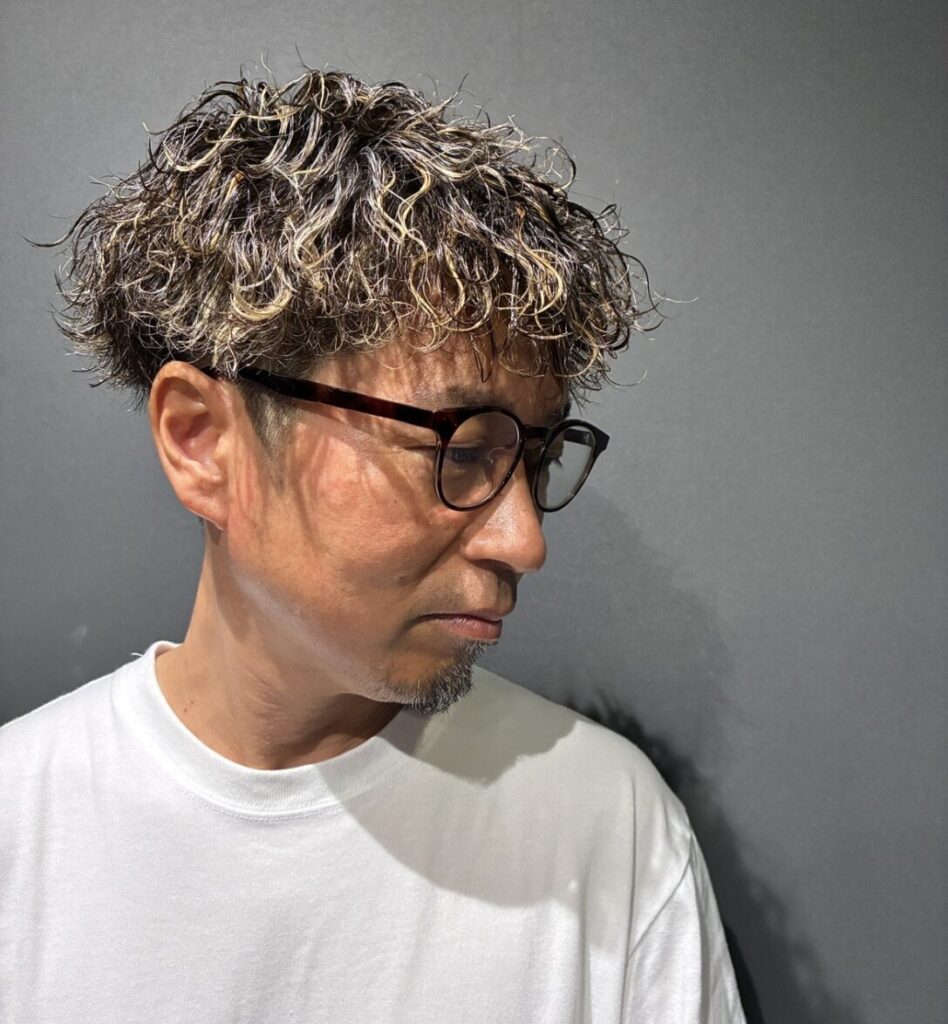 メンズパーマ 波巻き 波巻きパーマ メッシュ メンズカラー 理容室 メンズ理容室